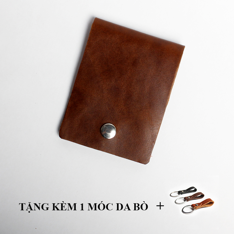 Bóp ví sen nam da bò sáp Ariza tặng kèm 1 móc khóa Inox bóp nam da bò sáp nguyên tấm bảo hành 12 tháng