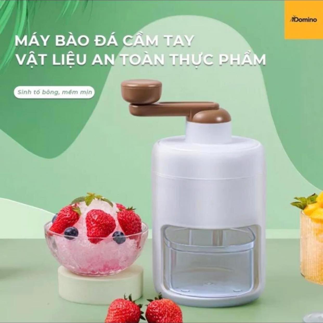 Máy bào đá mini quay tay, dụng cụ bào đá mịn bằng tay, máy xay đá tuyết cầm tay đa năng cho gia đình