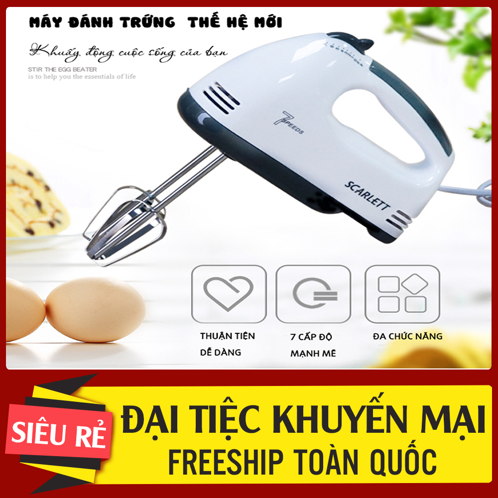 Máy Đánh Trứng Cầm Tay 07 Tốc Độ 180W Loại Cao Cấp 2020 Thiết kế kết cấu đũa khuấy tulip và soắn phù hợp sử dụng nhiều mục đích - Gia dụng giá rẻ