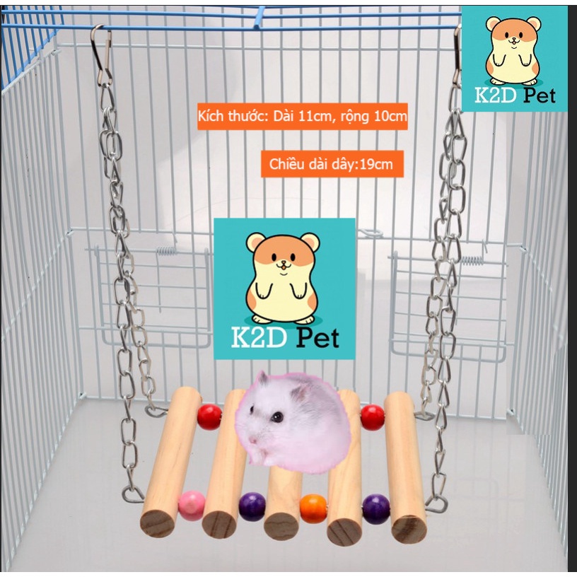 Xích đu gỗ màu size to cho Hamster , Sóc , đuôi mập