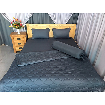 Ga - Drap Giường Lẻ Thun Mát Lạnh Lan Pham Bedding - Màu Xám Chì