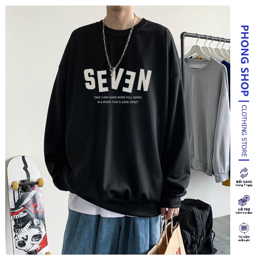 Áo Sweater Nam Nỉ Ngoại Seven Phong Boutique Form Rộng Dáng Oversized ( Unisex Nam Nữ Đều Mặc Được).