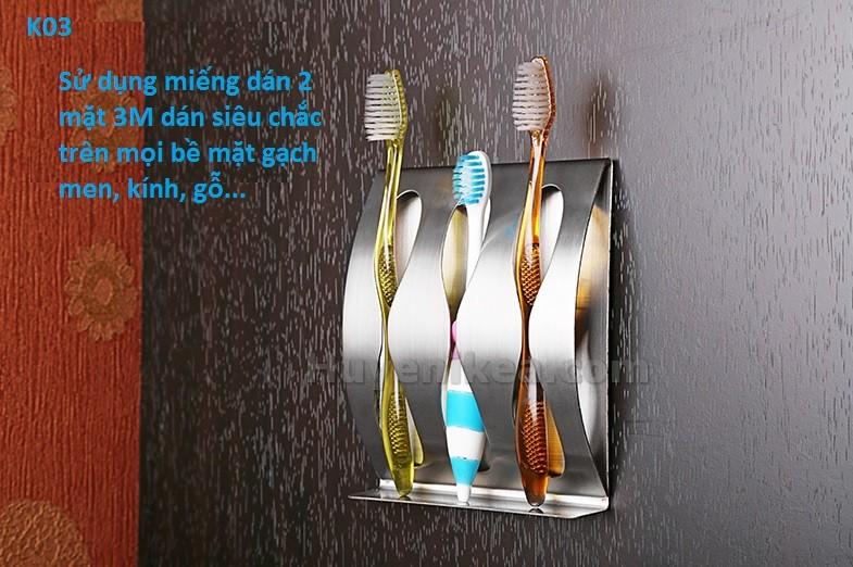 Gá bàn chải, dao cạo dâu Inox dán 3M