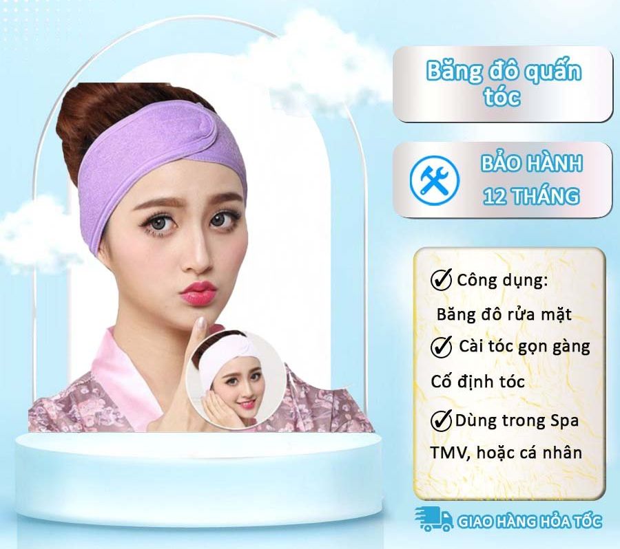 Băng đô quấn tóc spa, băng đô quấn đầu 10cm, đủ các màu xinh .. xinh