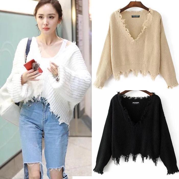 ÁO LEN TAY DÀI RÁCH LAI HÀNG NHẬP QUẢNG CHÂU CAO CẤP HOT 2019