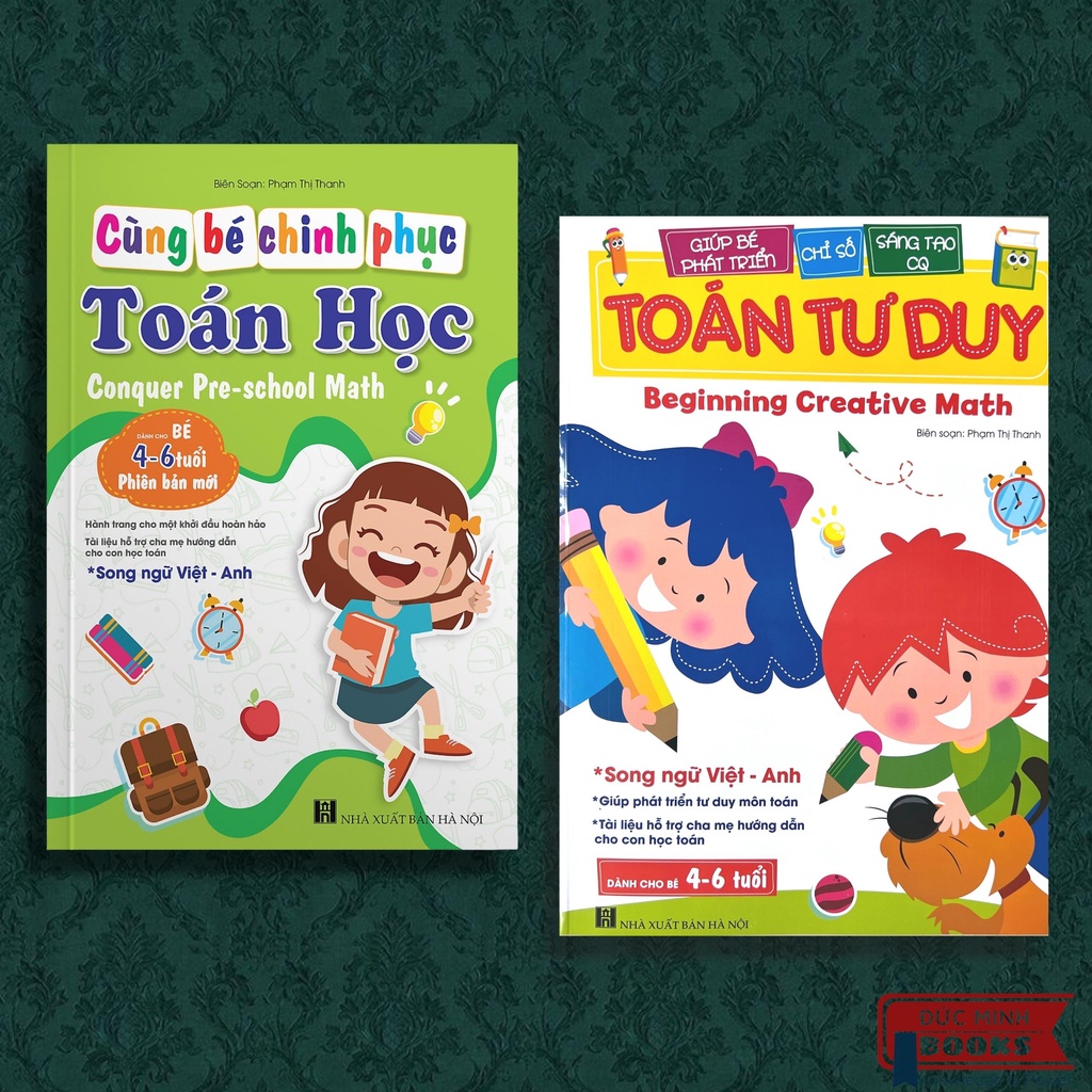 Sách toán tư duy, cùng bé chinh phục toán học - bộ 2 cuốn dành cho bé 4 - 6 tuổi - nhà sách học liệu