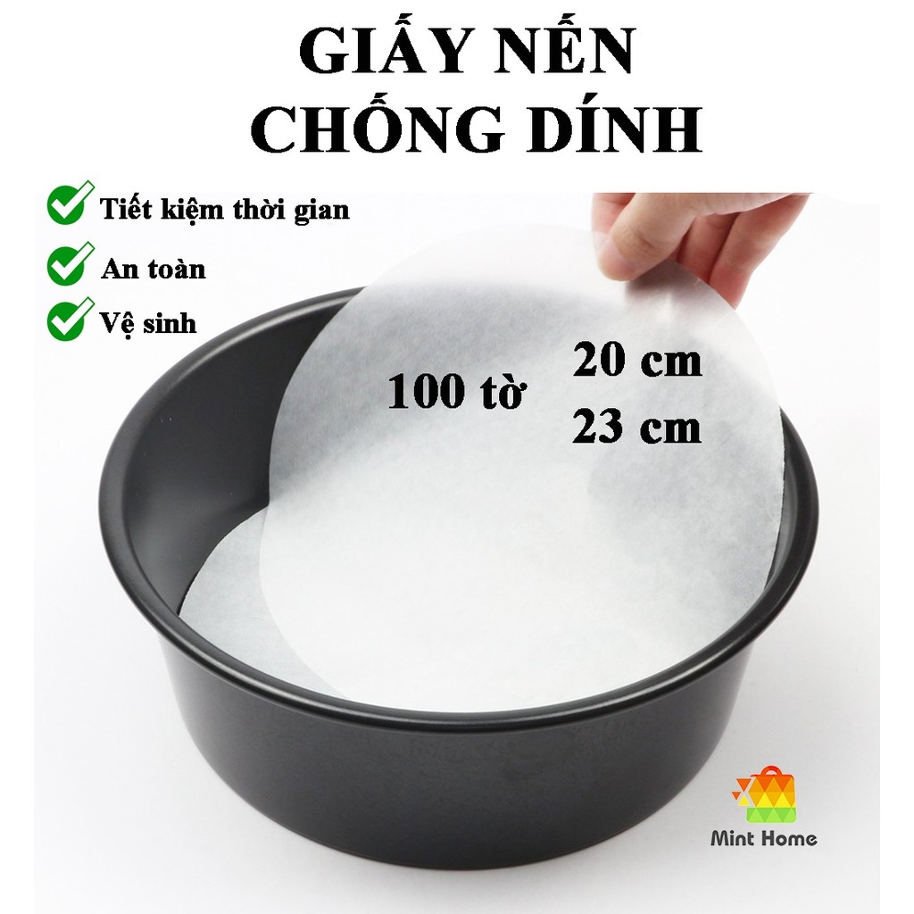 100 Tờ Giấy nến tròn chống dính lót cho nồi chiên không dầu khuôn làm bánh lò nướng thịt loại ko đục lỗ