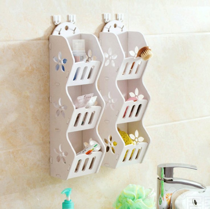 Kệ gỗ treo tường 3 tầng trang trí nhà cửa, nhà tắm tiện lợi - sencharm