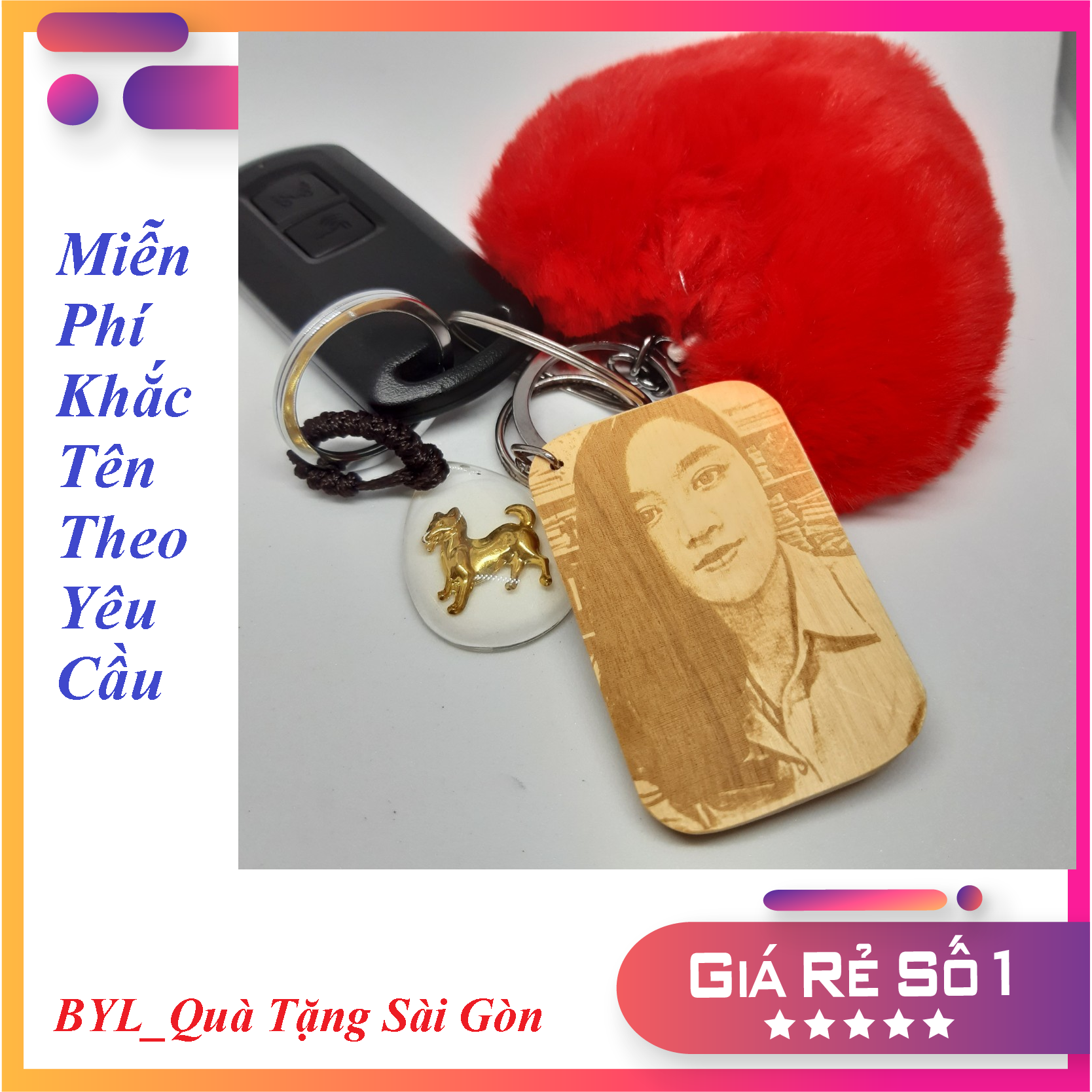 Móc khóa khắc ảnh theo yêu cầu/Khắc hình miễn phí theo yêu cầu/Quà tặng bạn thân