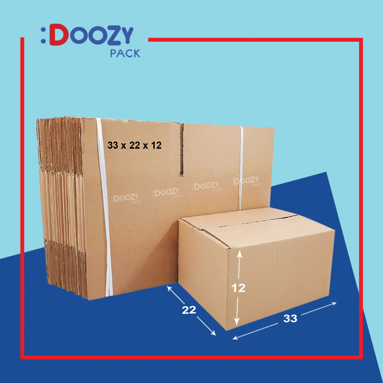 Bộ 100 thùng giấy carton DoozyPack size M1, KT 33*22*12 cm