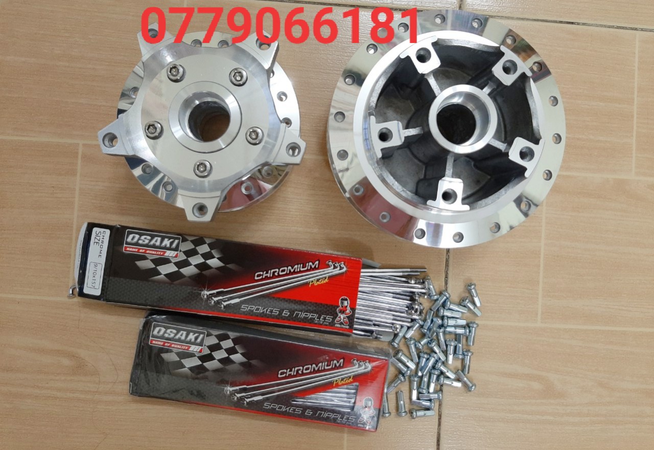 Cặp đùm mạ crom và bộ căm trước sau osaki loại 1 không rỉ sét dành cho exciter 150