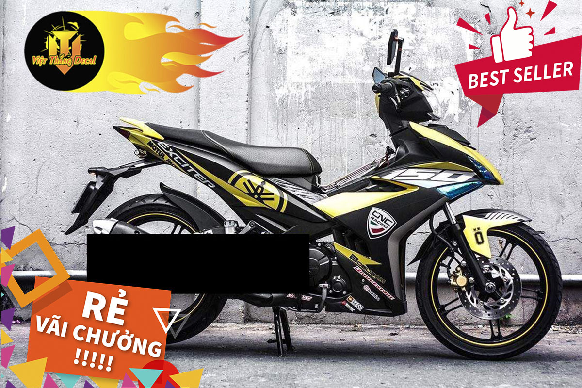 Tem Trùm Exciter 150 CNC Vàng Đen Bóng