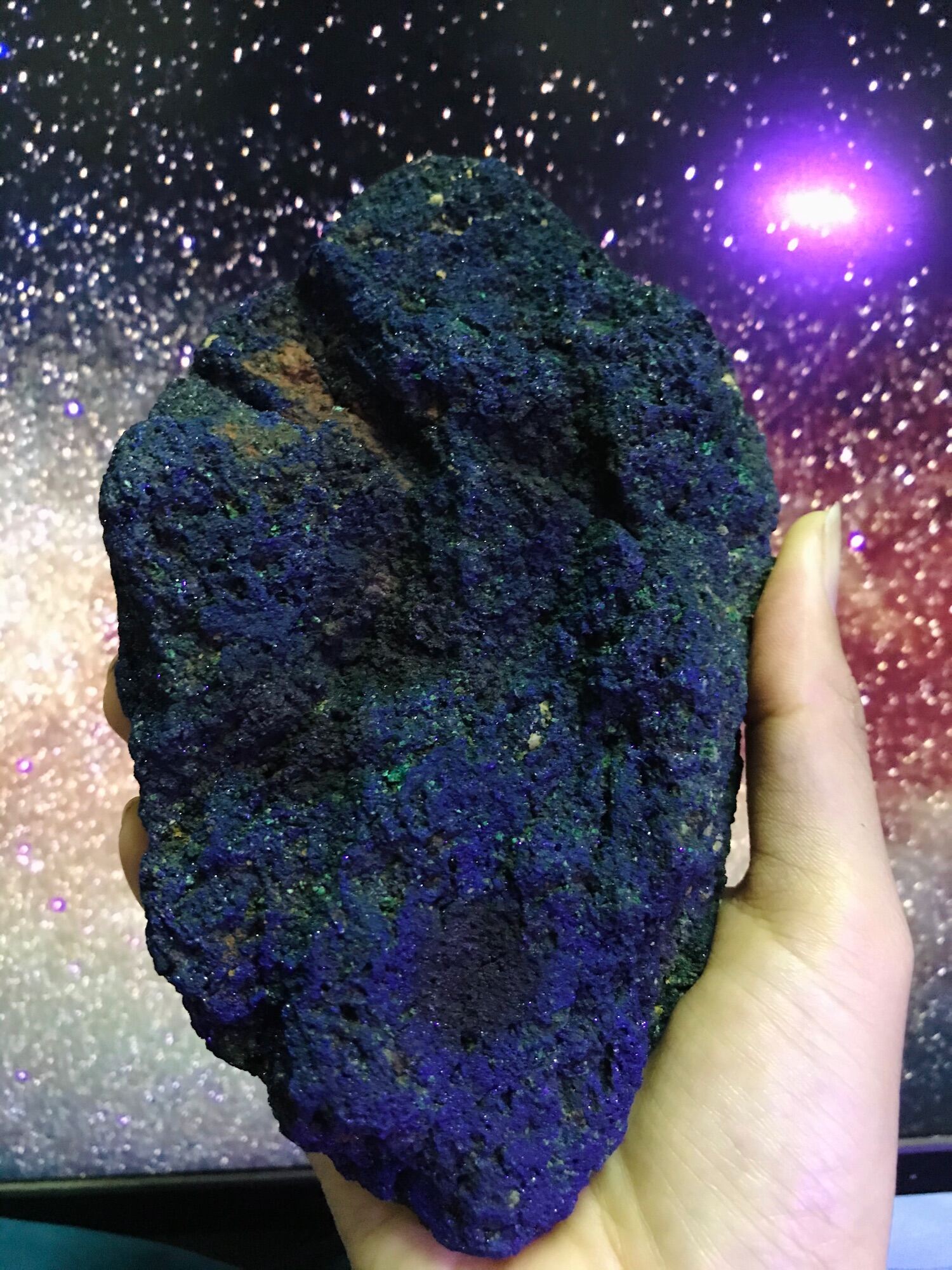 Mẫu khoáng vật đá lông công khổng tước Machalite Azurite Spirit HIẾM size lớn Msd