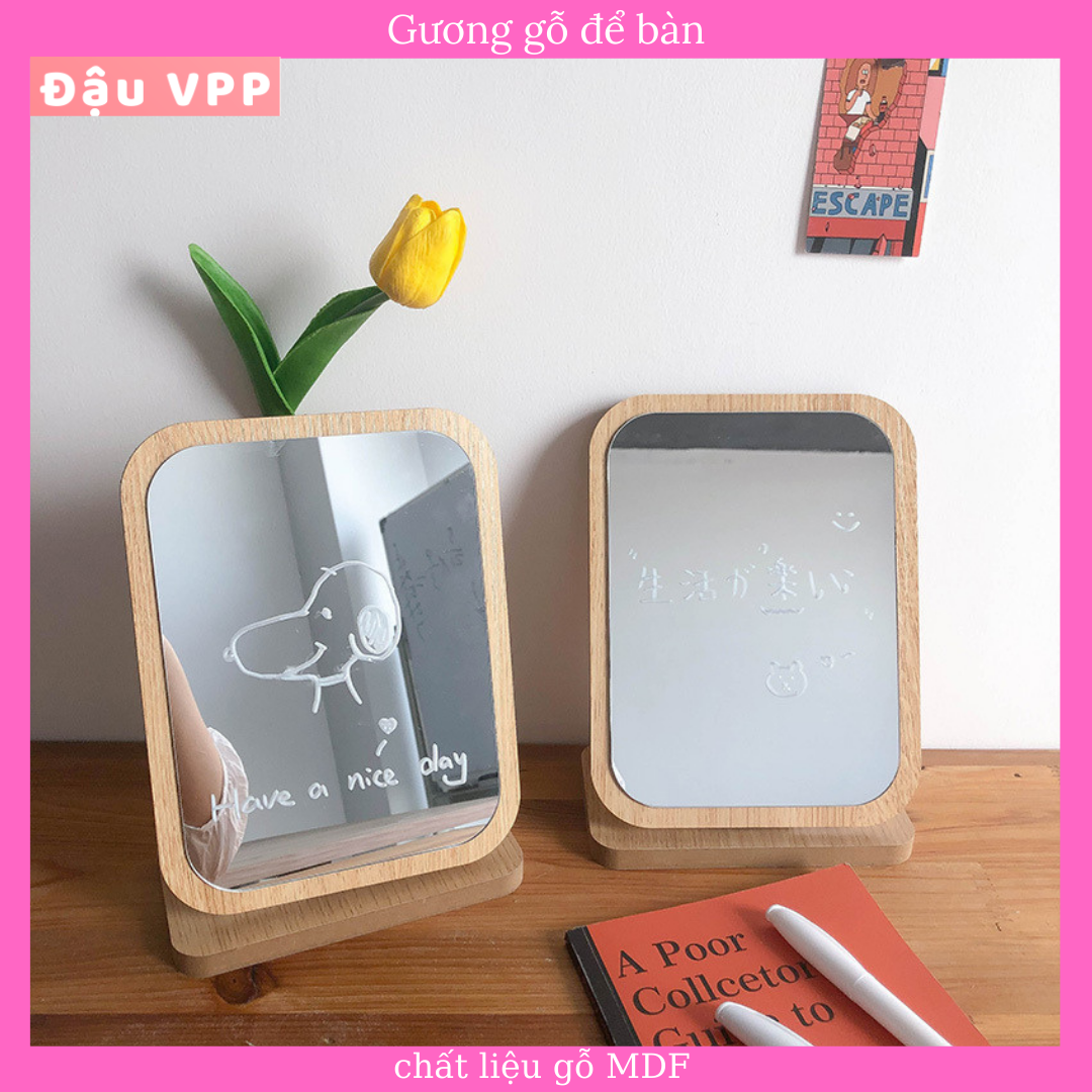 Gương gỗ để bàn trang điểm