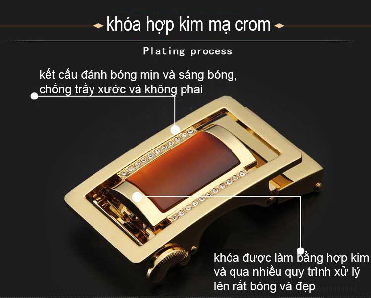 Mặt dây nịt nam mặt thắt lưng da doanh nhân thời trang gắn đá mã não