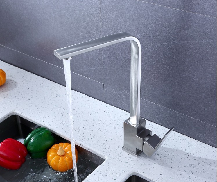 Vòi rửa bát nóng lạnh Inox SUS 304, vòi rửa bát vuông đẹp 304 chuẩn đẹp