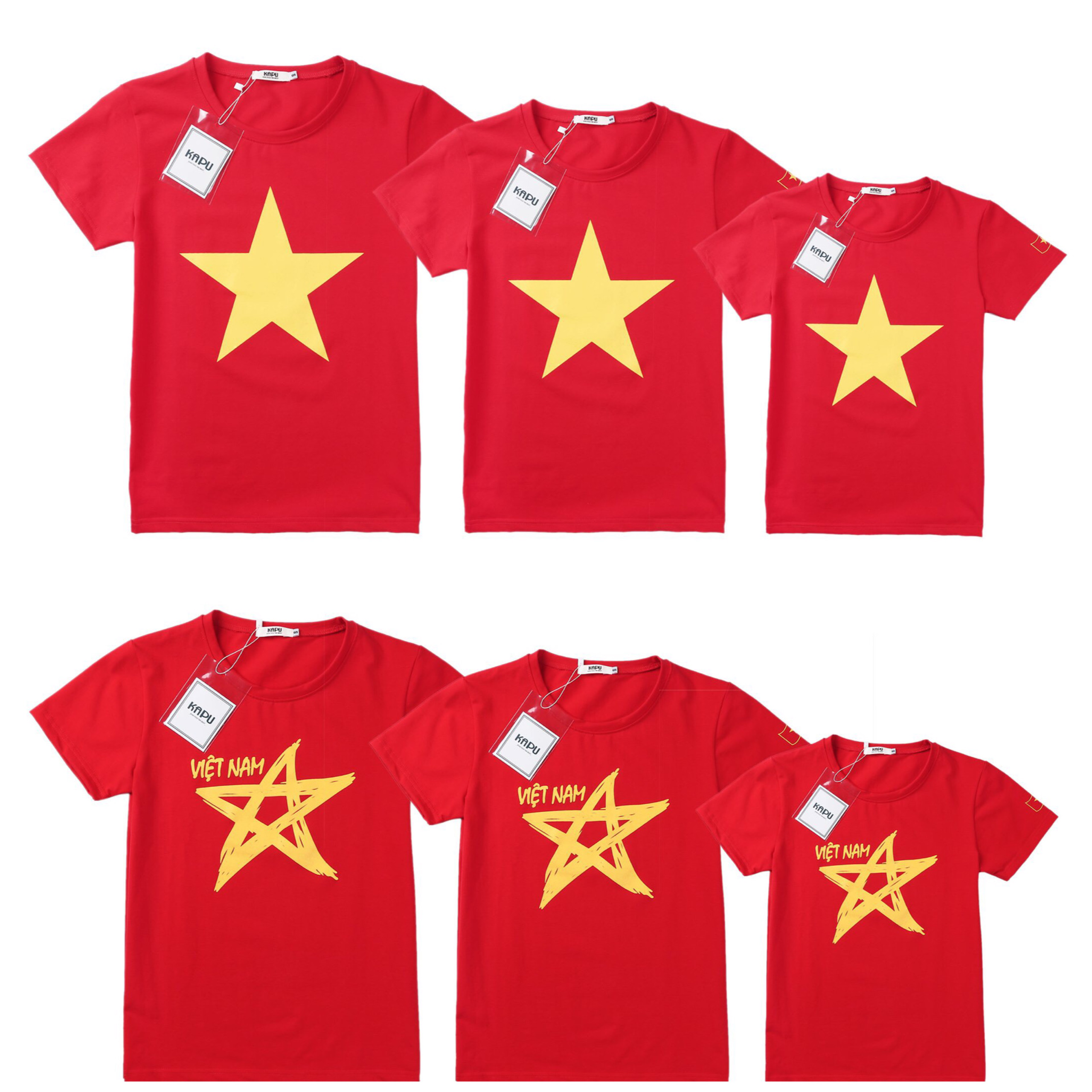 Áo Cờ Đỏ Sao Vàng Cao Cấp Trẻ Em + Người Lớn - Hàng Loại 1 Cotton  Mát Mịn Thấm Hút Mồ Hôi