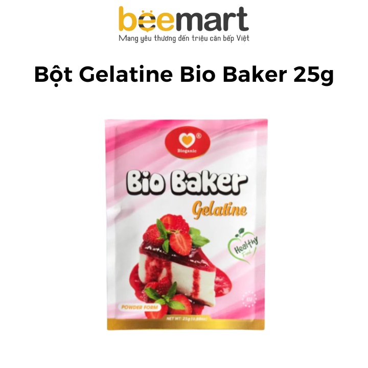 Bột Gelatine Bio Baker 25g 100% Bột Gelatine Nguyên Chất