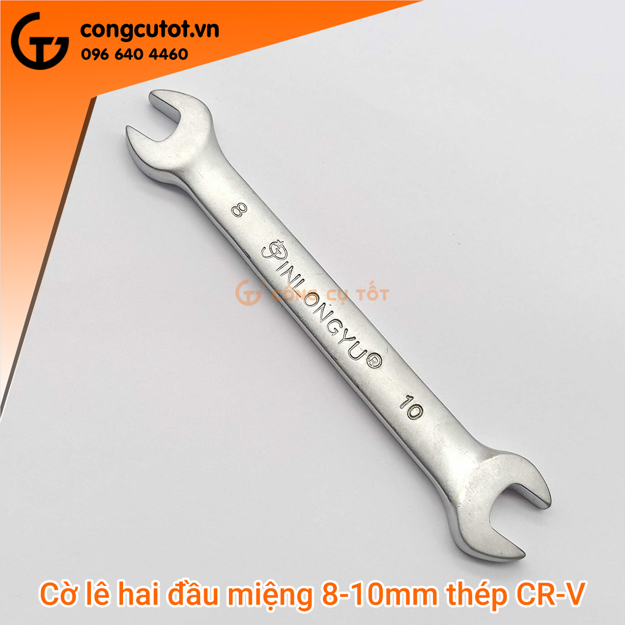 Cờ lê 2 đầu vòng miệng 8-10mm thép CrV trắng