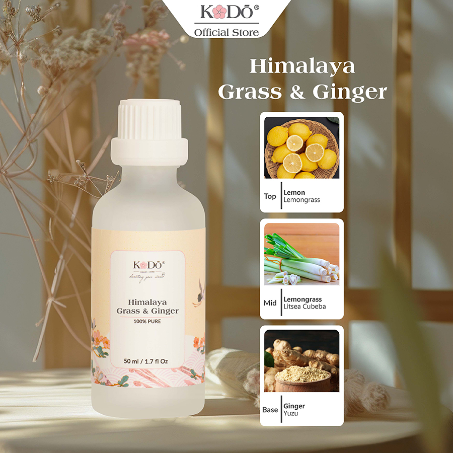 Tinh Dầu Nước Hoa Kodo Himalaya Grass & Ginger Hương Chanh Sả - Làm Thơm Phòng, Không Gian, Quần Áo - Essence Collection -  Kiểm Định An Toàn QUATEST3 10ml/50ml/100ml/500ml