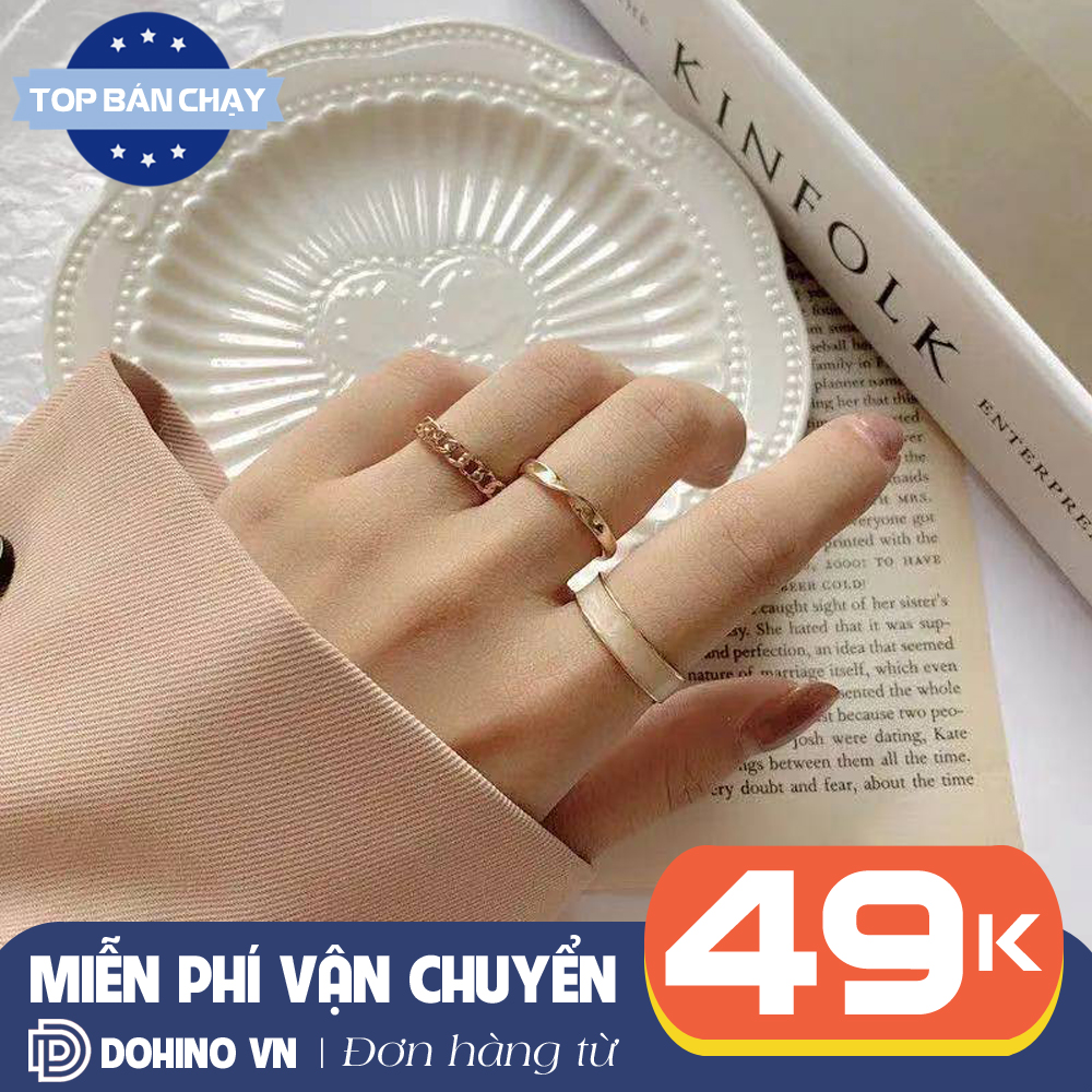 Combo 3 nhẫn nữ Niche trăng khuyết titan mạ vàng sang trọng cá tính NT17.DOHINO - Nhẫn nữ học sinh cá tính giá rẻ, nhẫn nữ thời trang