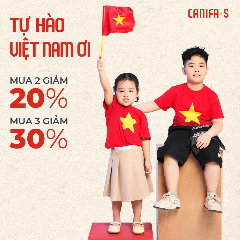 [20H 9-12.10 VOUCHER TỚI 500K] Áo thun unisex trẻ em CANIFA S Yêu nước Cờ đỏ sao vàng Quốc Khánh 2/9 3TS25S014