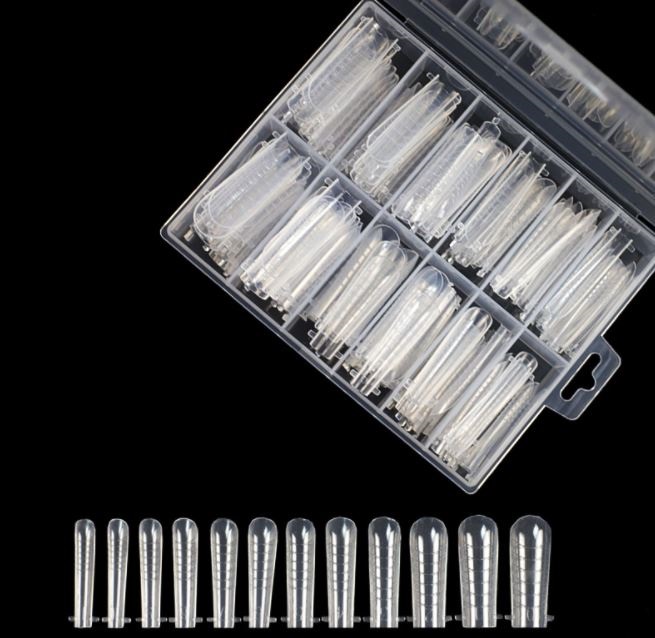 Hộp 120 móng úp gel gum vuông-nhọn có tai & chia vạch