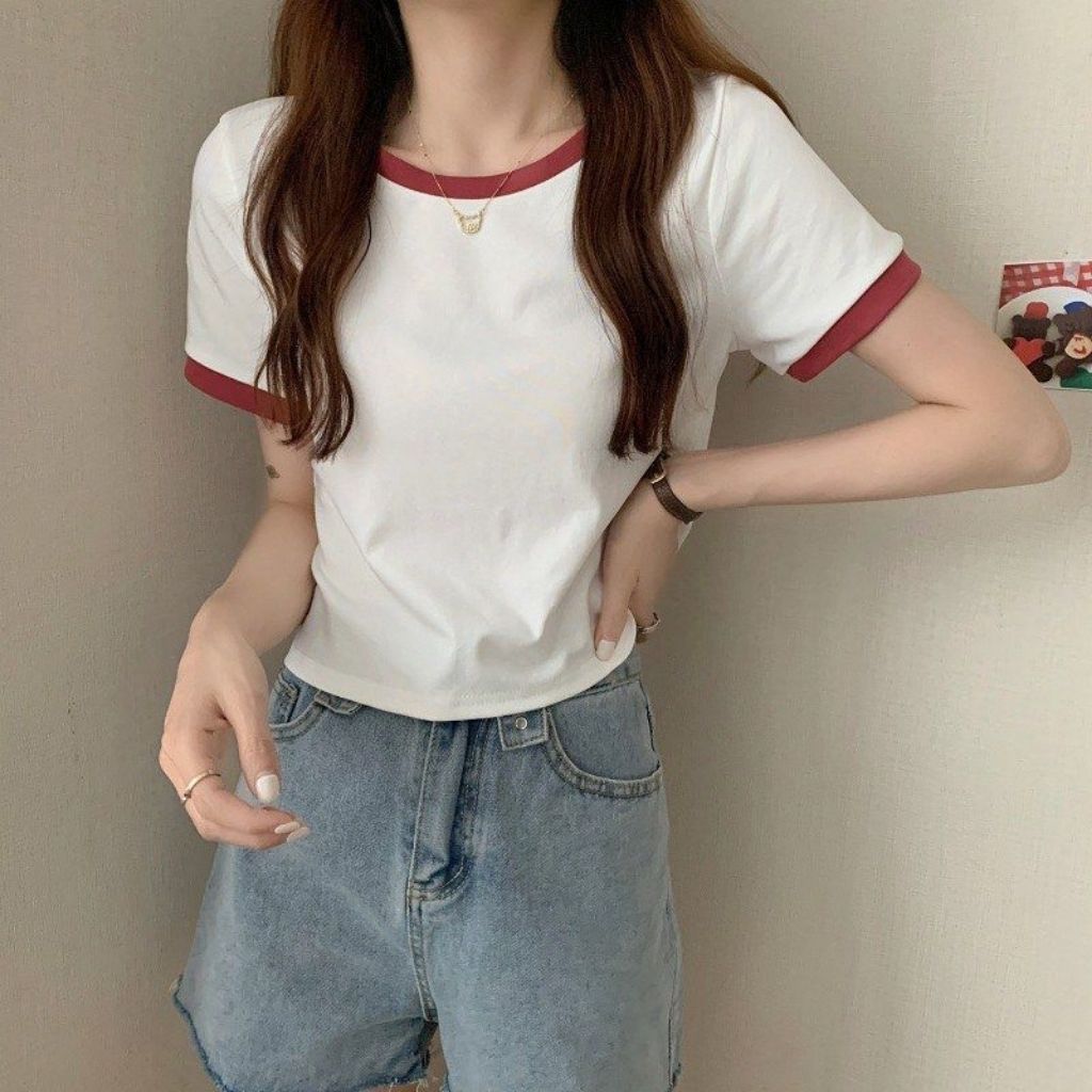 Áo thun nữ tay ngắn phong cách croptop cực xinh và dễ thương, Áo phông nữ dáng ôm chất thun cotton mềm mại STYLE T002