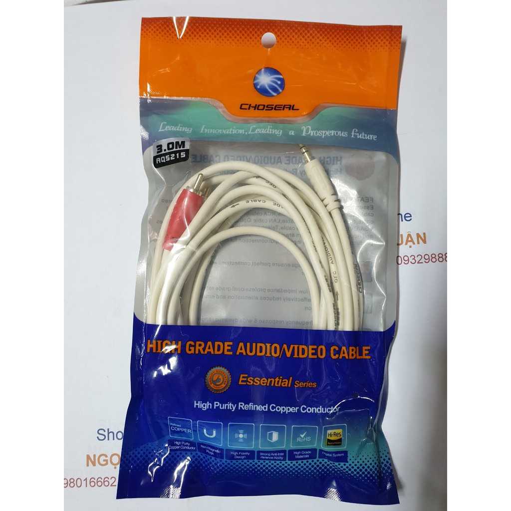 Dây loa 1 đầu 3.5 ra 2 av dài 3m