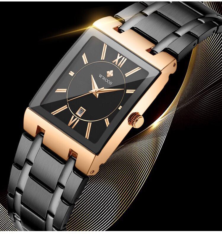 Đồng hồ NAM WWOOR mặt vuông  bo Utimate rose siêu thời thượng phong cách