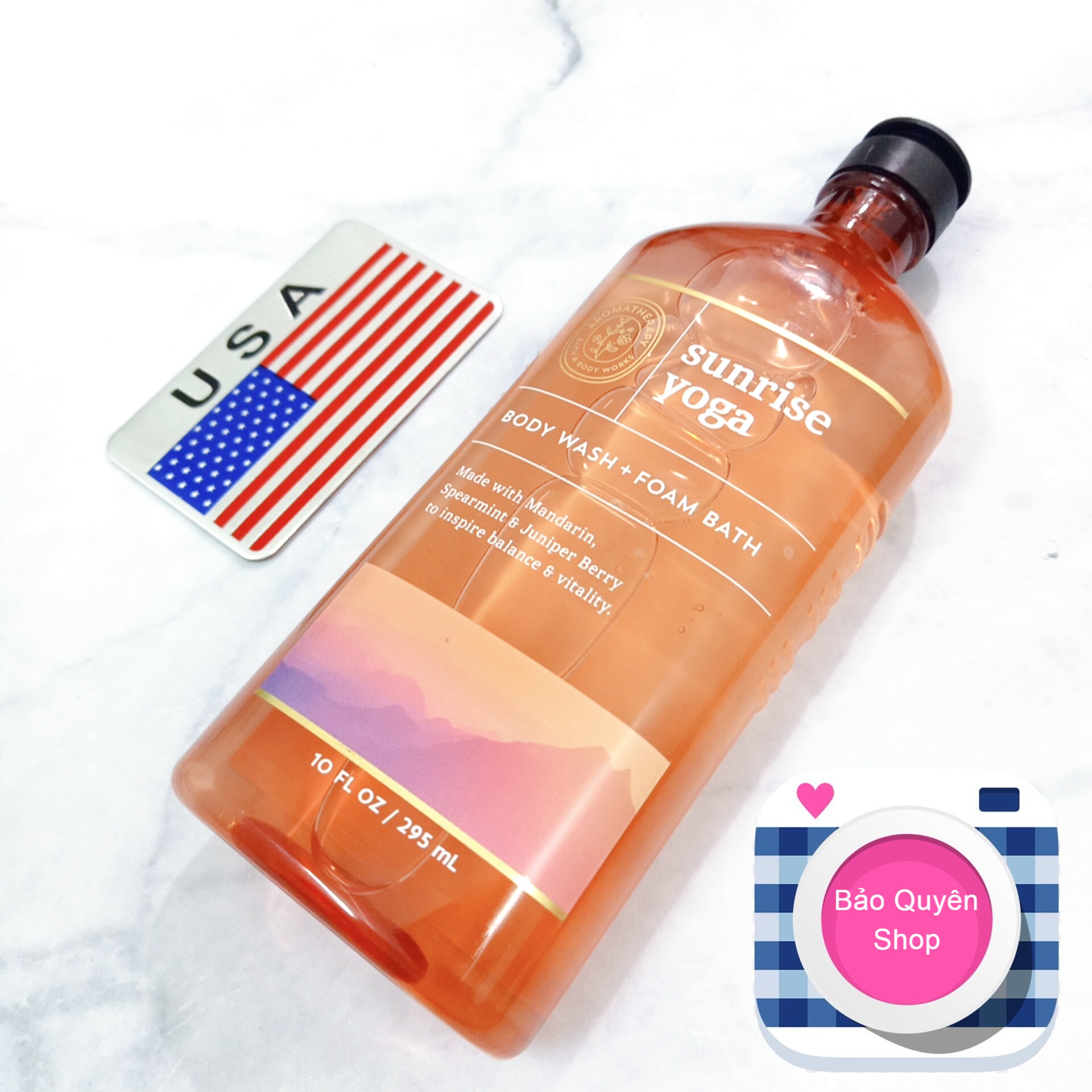 Sữa tắm tinh dầu thư giãn dòng aromatherapy Bath & Body Works - Sunrise Yoga - Body Wash & Foam Bath 295mL