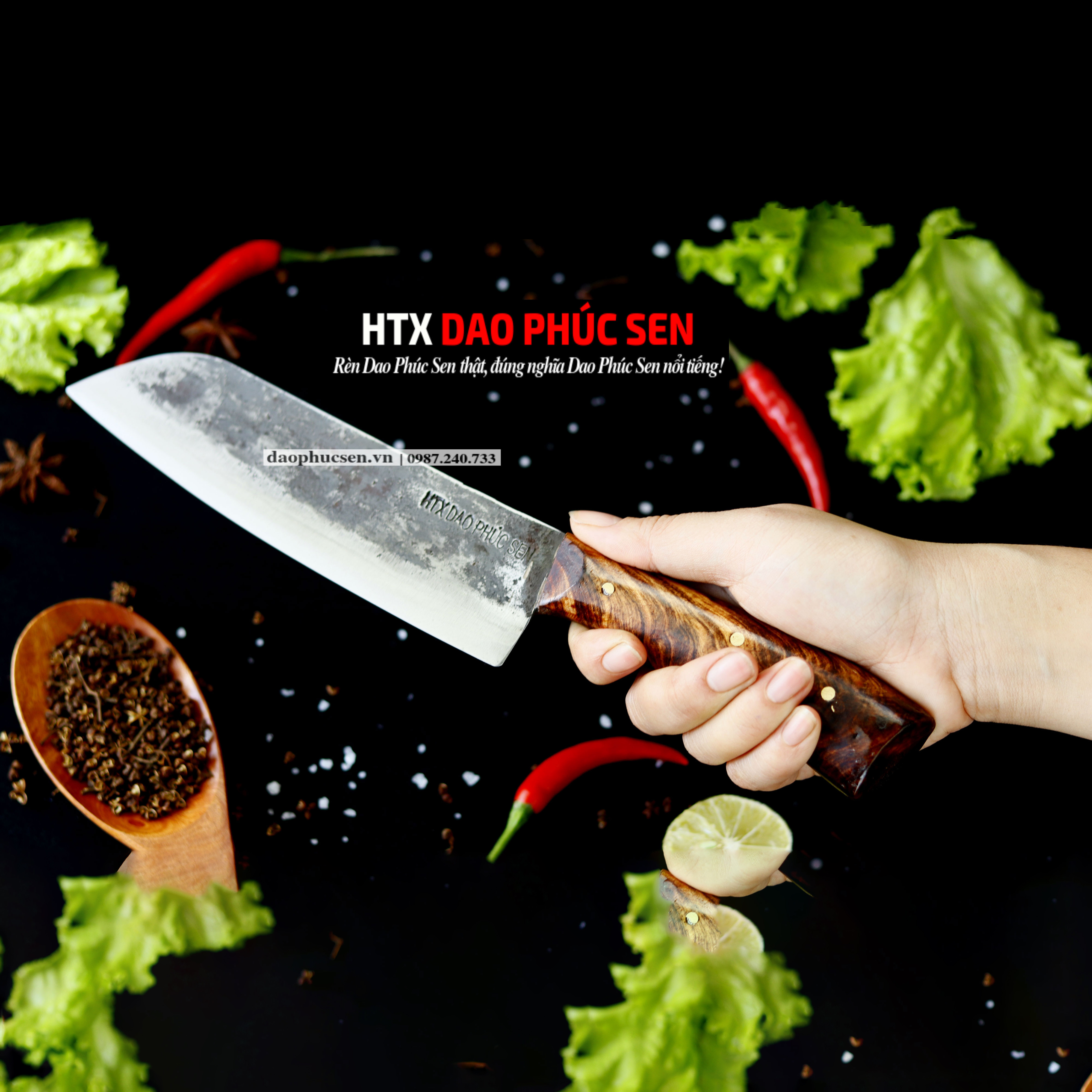 Dao phúc sen thái kiểu 05 cán ốp đồng htx dao phúc sen