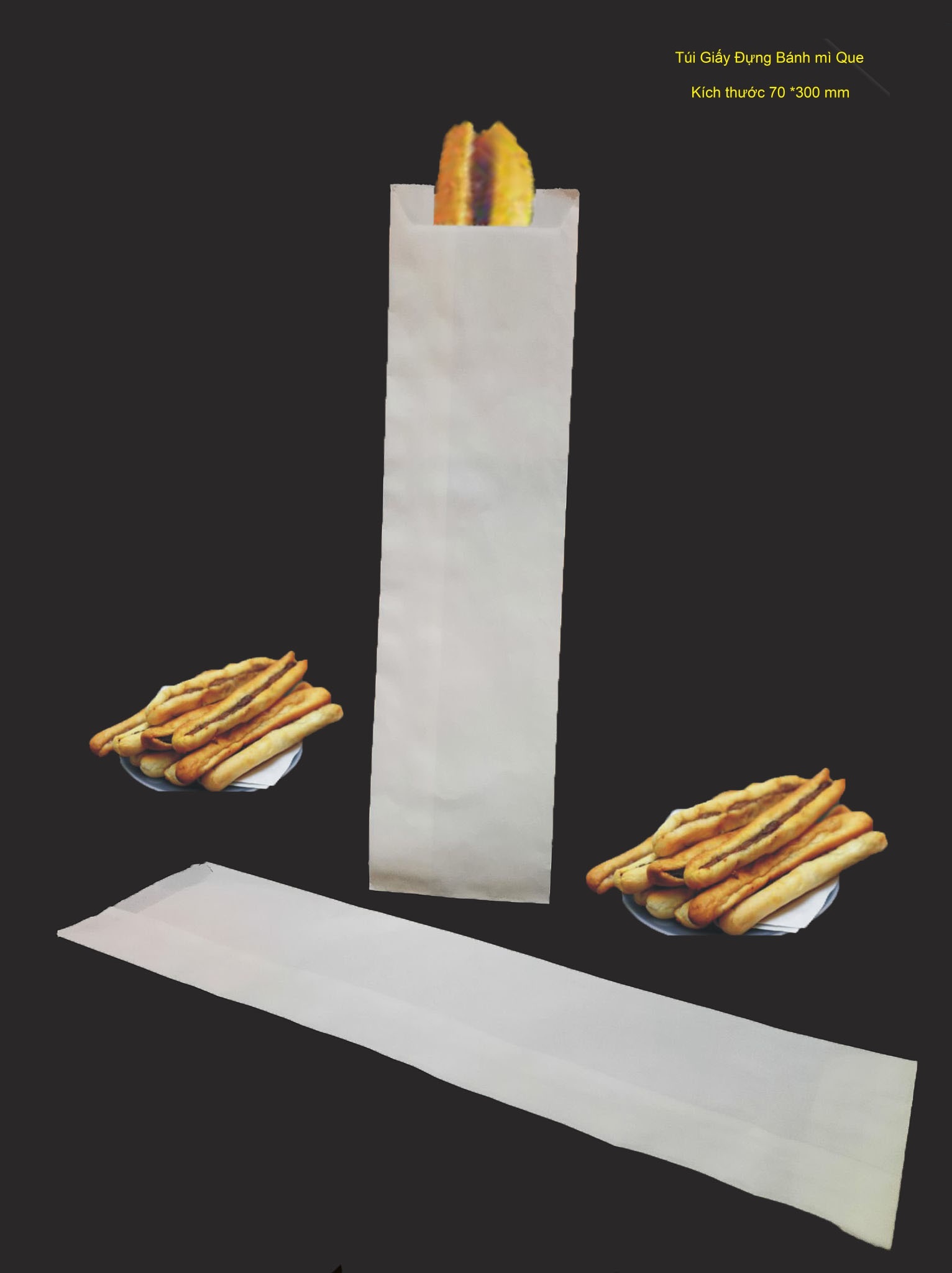 [HCM]100 túi giấy đựng bánh mì que (không in)