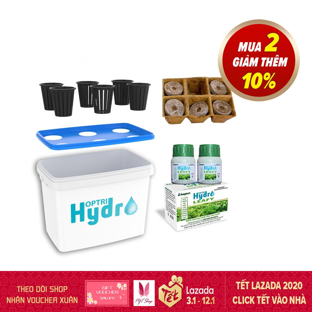 Bộ10 thùng trồng thủy canh tĩnh cho rau ăn lá phụ kiện đầy đủ - tặng 10 gói hạt giống rau lá tự chọn