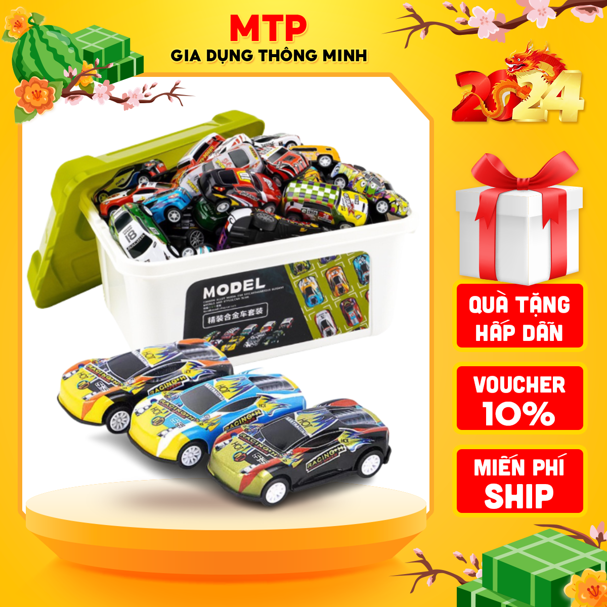 Thùng 30 xe ô tô đồ chơi hợp kim kèm hộp đựng hàng loại 1 đồ chơi ô tô nhiều màu cho bé, ô tô đồ chơi cho bé