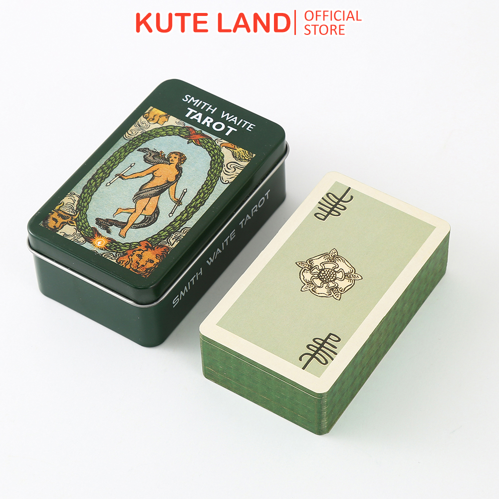 Bộ bài tarot waite smith hộp thiếc 78 lá 98x58 mm tặng đá thanh tẩy