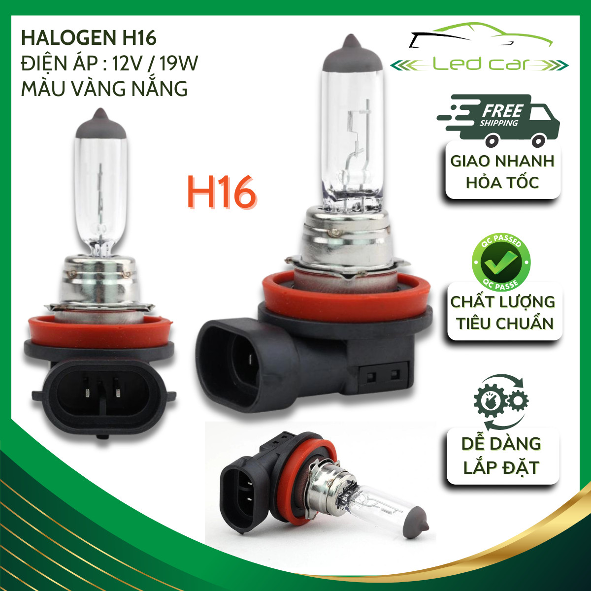 Bóng đèn halogen h16 19w 12v chất lượng cao, bóng đèn gầm