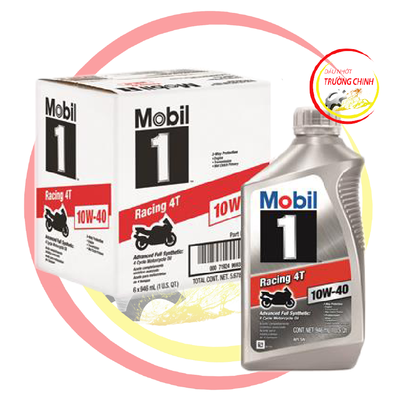 Nhớt Mobil 1 Racing 10W40 thùng 6 bình dành cho xe số , tay côn