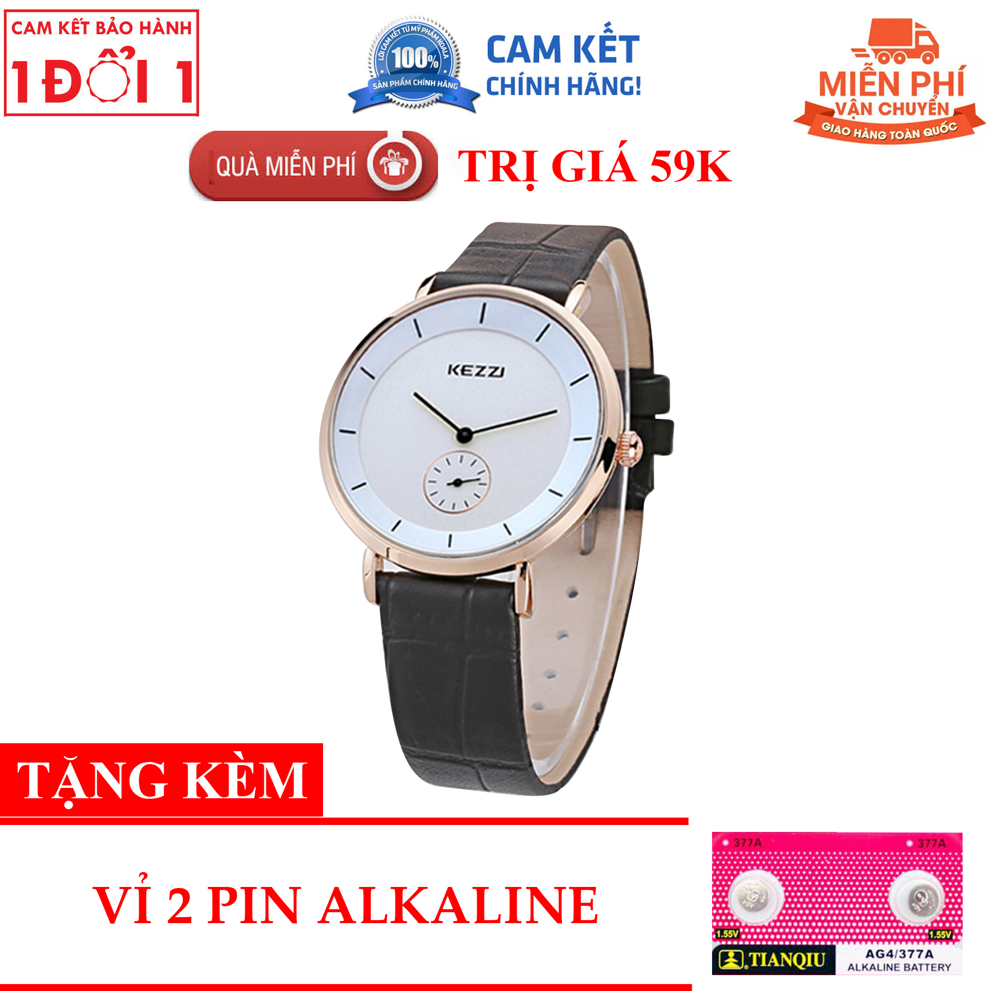 [QUÀ TẶNG TRỊ GIÁ LÊN ĐẾN 199K] Đồng hồ nữ KEZZI dây da cao cấp phong cách Hàn Quốc Phong cách mới nhất Quà tặng Tình yêu Hộp Đẹp BL-K107 (Dây Đen Mặt Trắng)
