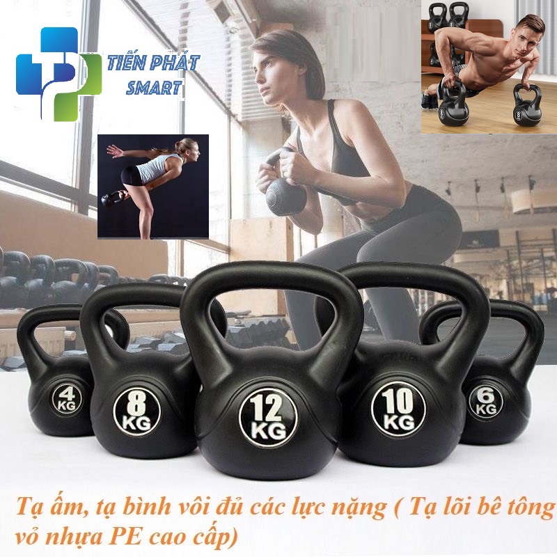Tạ Ấm, Tạ Bình Vôi, Tạ Quai Xách, Tạ Chuông 2Kg,4KG,6KG,8KG,10KG,12KG Chất Liệu Bê Tông Bọc Nhựa ABS Bền Đẹp,Giúp cho cơ bắp, đồng thời tăng cường sức mạnh và sự phát triển cơ bắp hiệu quả.