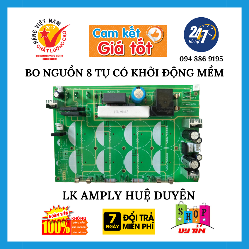 Bo nguồn 8 tụ, có phần mềm khởi động, sợi thuỷ tinh