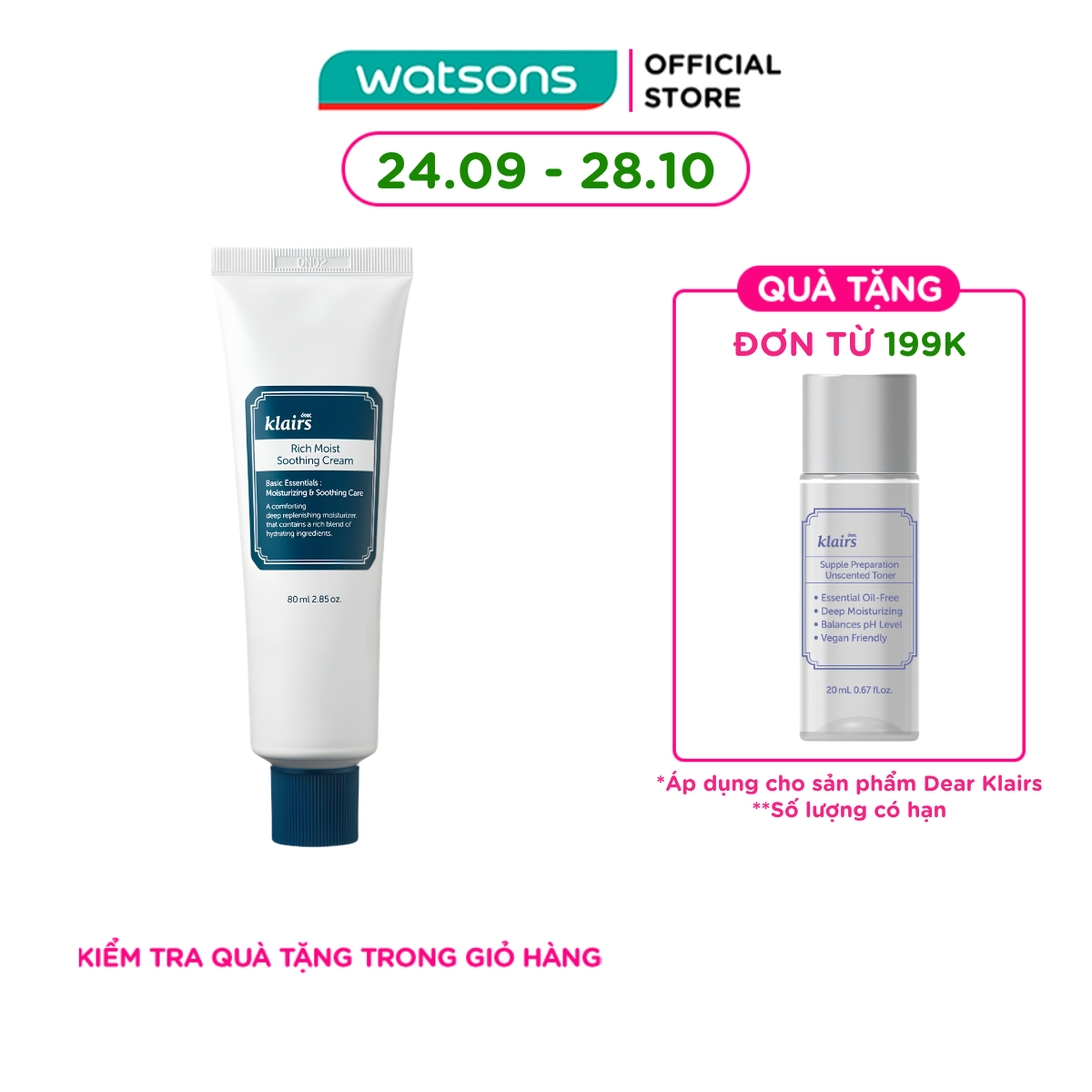 Kem Dưỡng Dear Klairs Dưỡng Ẩm Và Làm Mịn Da Rich Moist Soothing 80ml