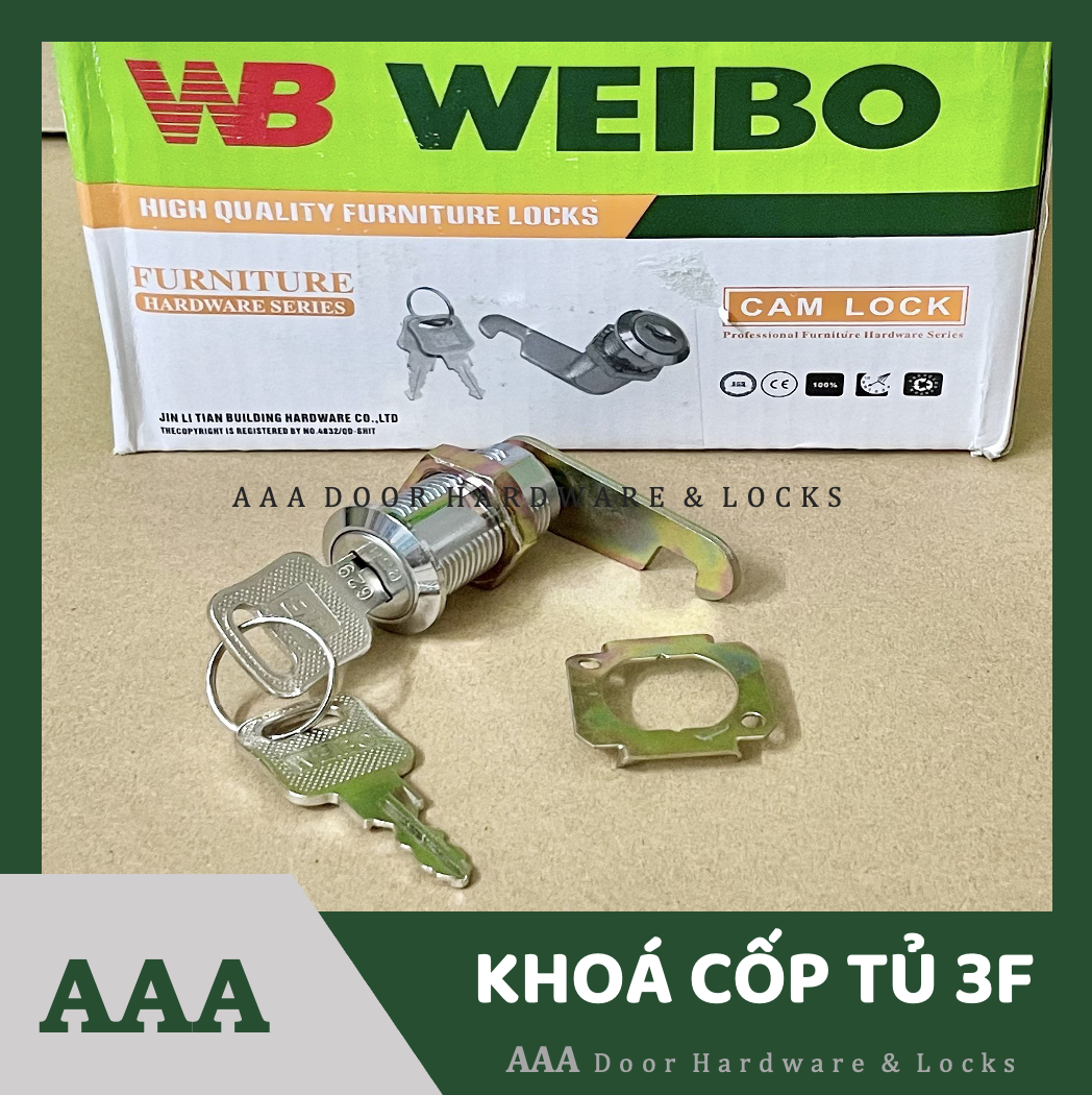 Ổ khoá tủ gỗ, khoá cốp tủ 3p, khoá tủ móc, khoá ngắn kéo tủ weibo