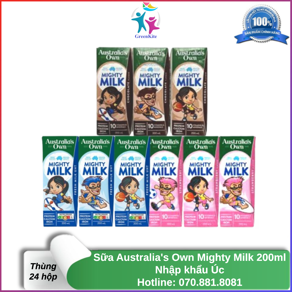 Thùng 24 Hộp Sữa Tươi Australia s Own Mighty Milk 200ml - Nhập Khẩu Úc