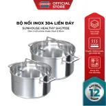 Bộ nồi Inox 304 liền đáy Sunhouse Healthy SHG703E - Inox đa lớp - Truyền nhiệt nhanh - Dùng trên mọi loại bếp