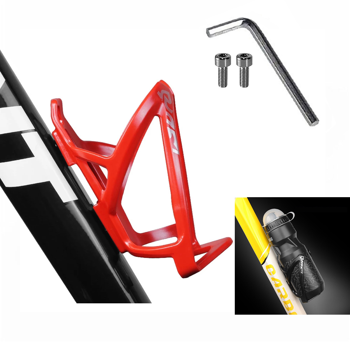 Giá đỡ bình nước gắn khung sườn xe đạp nhựa siêu bền tiện lợi dễ dàng lắp đặt và sử dụng (kèm đinh ốc và lục giác) KAVISOTA