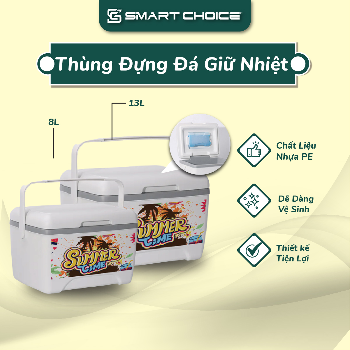 Thùng bảo quản smartchoice đa năng, thùng giữ nhiệt 8l, 13l cao cấp