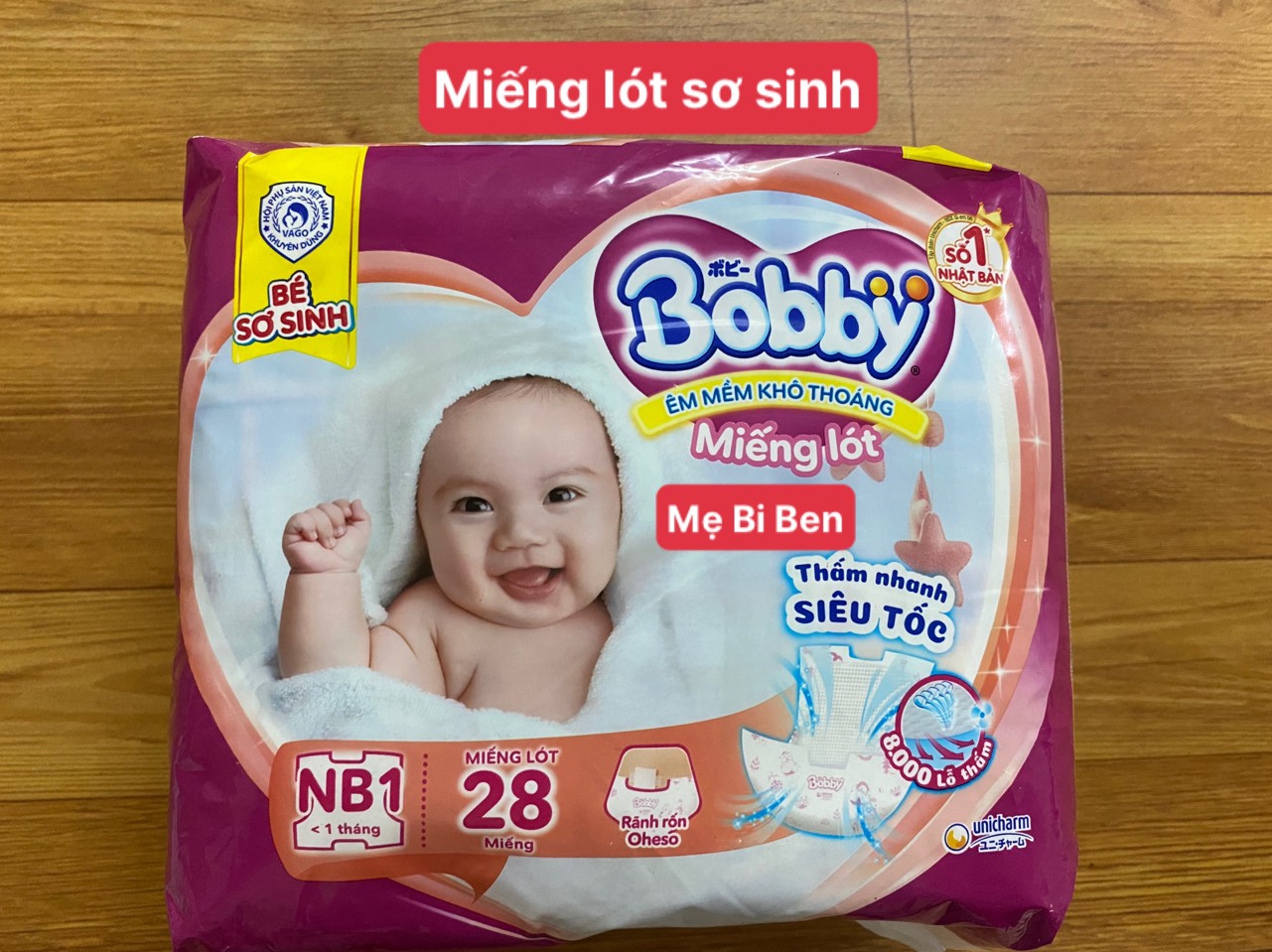 Miếng lót sơ sinh bobby newborn 1-28 miếng - dành cho bé dưới 1 tháng tuổi