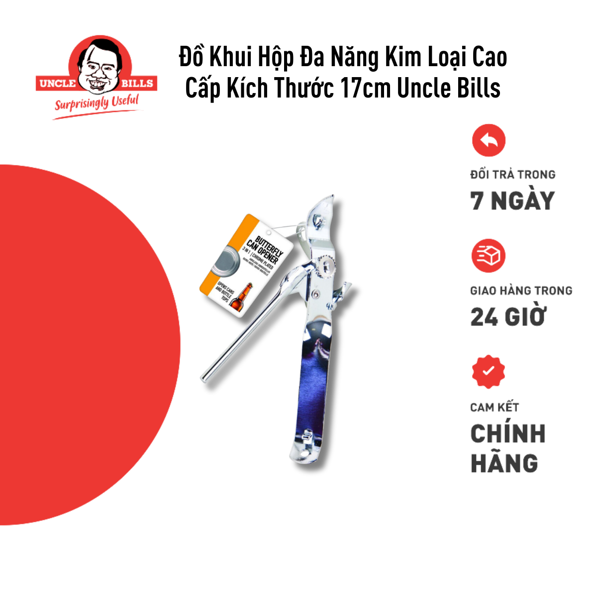 Đồ khui hộp đa năng kim loại cao cấp kích thước 17cm Uncle Bills KA0112 hàng nhập khẩu dụng cụ khui sữa nắp lon khui bia