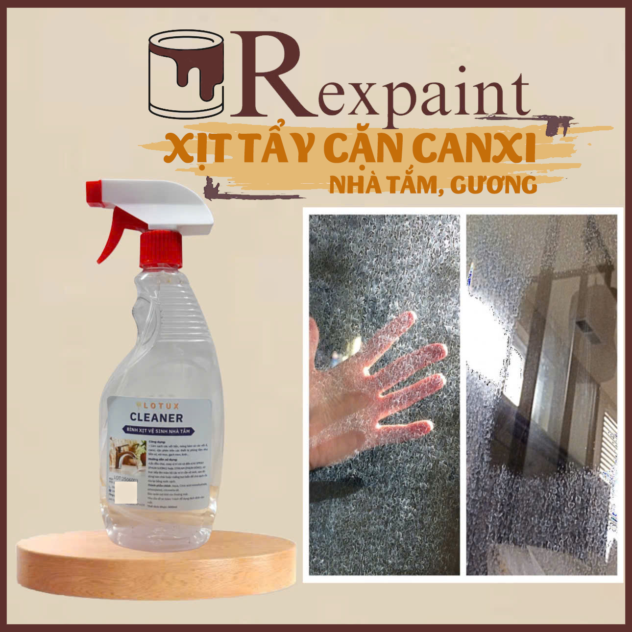  Nước vệ sinh tẩy cặn canxi nhà tắm cửa kính LOTUX loại 540ml bình xịt tẩy rửa vệ sinh đa năng 